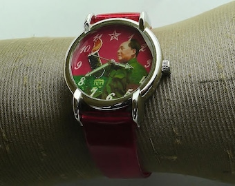 Reloj Mao - Aguja que saluda - Sin usar - Cuerda manual - Acero - Funciona correctamente - Década de 1990 - Tamaño grande - ¡Artículo de coleccionista!