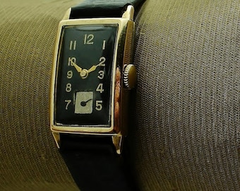 Artdeco - Reloj vintage - de cuerda - Unisex - Segundero pequeño - Fabricado en Suiza - Baño de oro rosa - Años cuarenta - 1940.