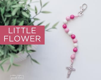 LITTLE FLOWER Single Decade Rosary with clasp - Decade Rosary - Catholic Rosary  - Wood Bead Rosary - Confirmation Gift - Catholic Gift