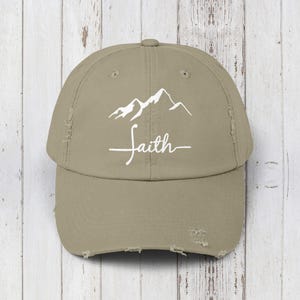 Faith Embroidered Distressed Cap: Vintage Religious Hat