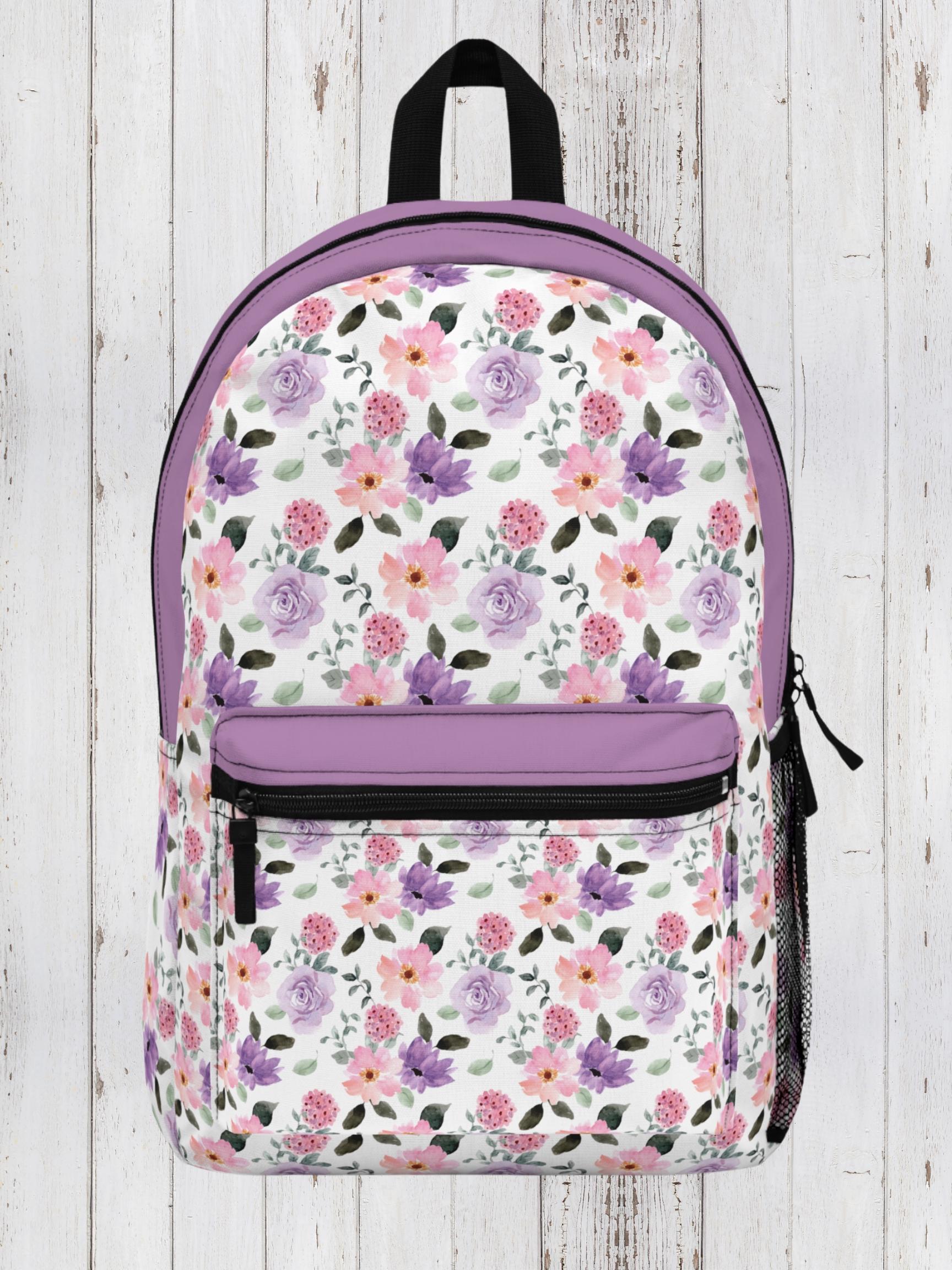 Purple Floral Backpack: Women