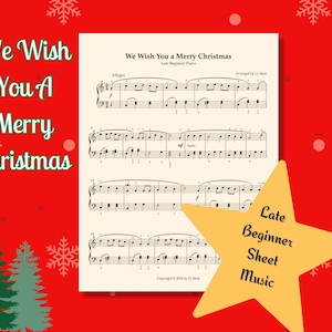 We Wish You A Merry Christmas, Late Beginner Piano Sheet Music