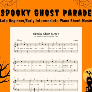 Late Beginner/Intermediate Halloween Piano Sheet Music - Spooky Ghost Parade
