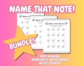 Music Student Note Naming Worksheets - Treble, Bass, and Alto Clef BUNDLE!