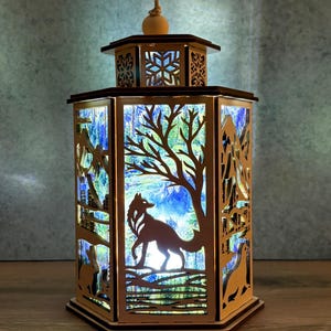 Gepersonaliseerde boslantaarn met bosdieren, inclusief led-verlichting