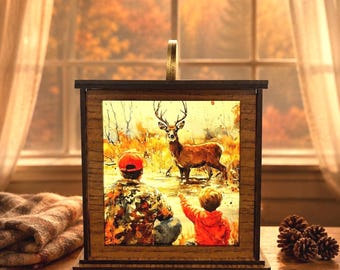 Hunting With Dad Lantern Light | Father's Day Gift | Woodland Decor, Deer Hunting Gift