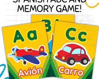 Fiszki Coloridas del Abecedario + Juego de Memoria | Imprimible Educativo, HISZPAŃSKI alfabet do druku dla dzieci.