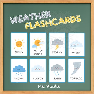 Flashcars météo | Apprentissage Météo | Téléchargement imprimable pour enfants | Météo hebdomadaire imprimable | Téléchargement instantané | Impressions météo