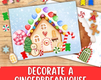 Gingerbread house Decorating Activity | Christmas Printable activity | Paper craft for kids| Decorate your own Gingerbread house