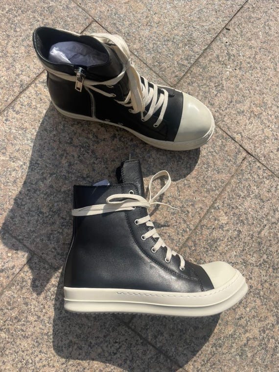 Rick Owens Shoes Genuine Leather Model High Top Thin Lace up Rick Owens Shoes Genuine Leather Model High Top Thin Lace up