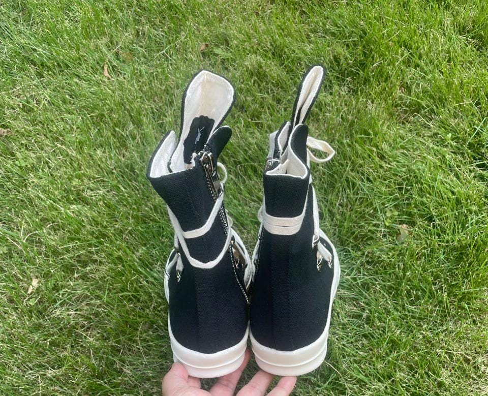 Rick Owens Model Star Shoes Canvas Unisex Boots High Top