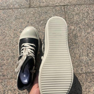 Genuine Leather Thin Lace Up High Top Sneakers: Rick Owens Style Black Platform Chunky Shoes image 9