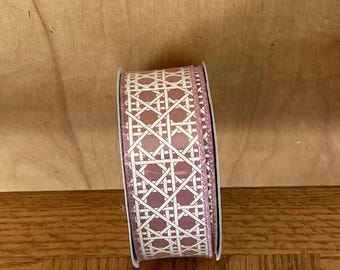 1.5" x 10YD pink basket weave wired Ribbon, wreath making supplies, Easter Ribbon, everyday Ribbon, Pastel Ribbon, RGE1389R6