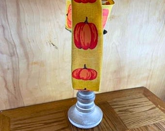 2.5in by 10yds Pumpkin Wired Ribbon, Fall Wreath Making Ribbon, Autumn Craft Ribbon, Pumpkin Ribbon for Wreaths, Wreath Supplies, RG01729F4