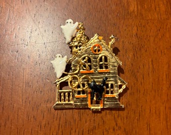 Vintage Halloween Haunted House Brooch