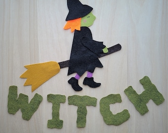 Witch (BINGO) song Felt Set //Felt Set // Flannel Board Stories // Teacher Resource // Circle Time // Story Time Felts