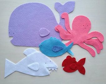 Slippery Fish Felt Board Story Sea animal Felt Board Stories fish Felt story Circle Time  Preschool ocean felt stories felt fish felt whale