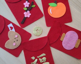 Chinese New Year Games Guessing Felt Game Chinese New Year Gift for children Felt Red Envelope Chinese New Year Felt Story