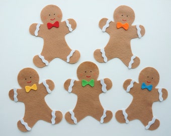 Five Gingerbread Men Felt Gingerbread Men Fingerplay felts Christmas Gingerbread Felt Stories Teachers gift for circletime