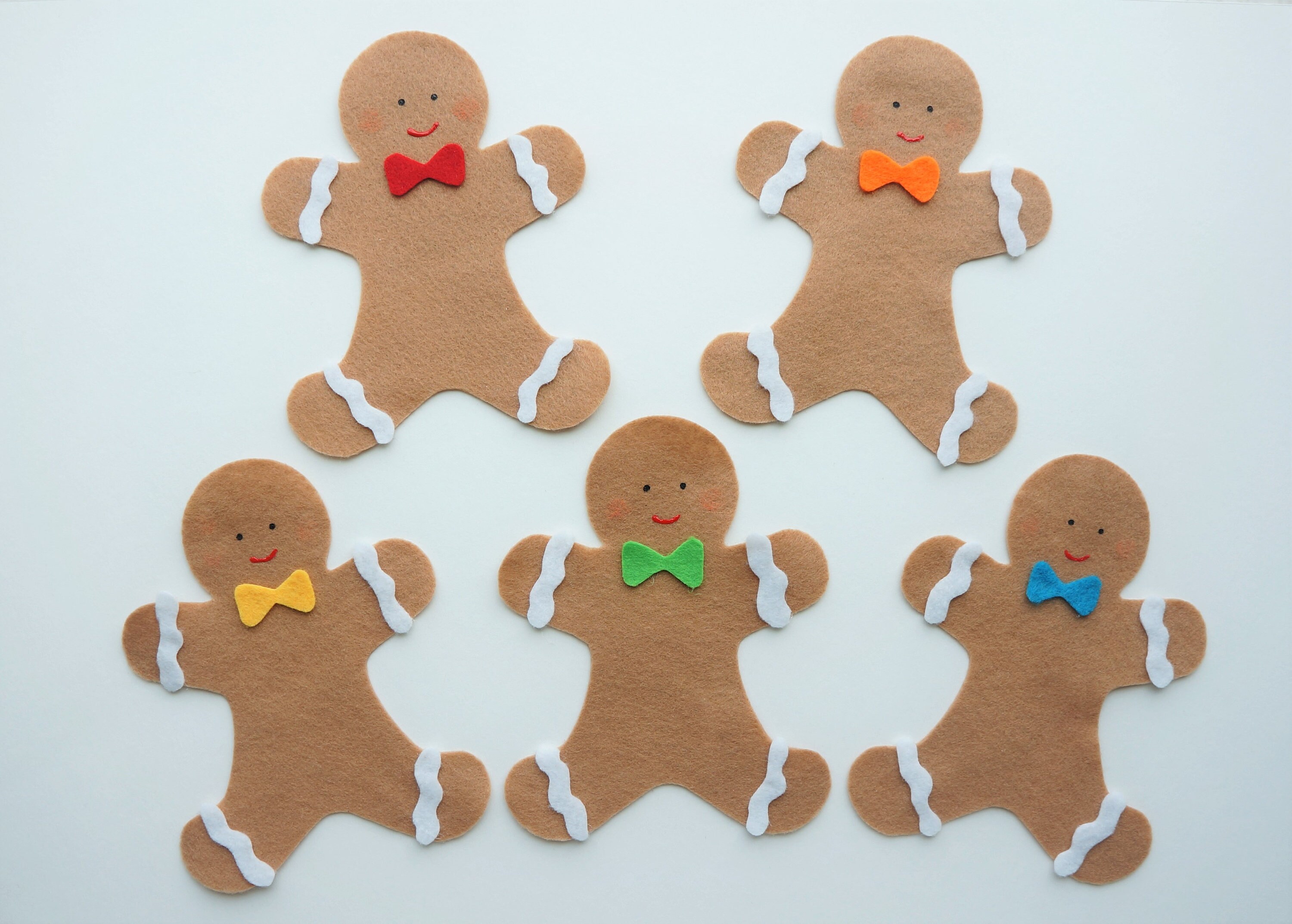 Five Gingerbread Men Felt Gingerbread Men Fingerplay felts Christmas Gingerbread Felt Stories Teachers gift for circletime