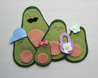 5 Avocados felt set family avocado felt avocado felt fruit counting activity preschool resources storytime fun circletime fun