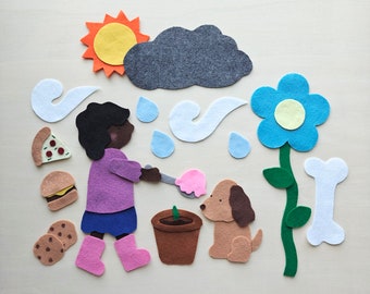 Grow Flower Grow Felt Story Felt flower planting story Flannel Board Gift Felt Stories for children Spring Felt Stories Planting Felt Story