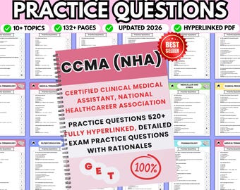 CCMA (NHA) Exam 2026 | NHA Certified Practice Questions | 520+ Q&A, 10 Topics (Digital Download)