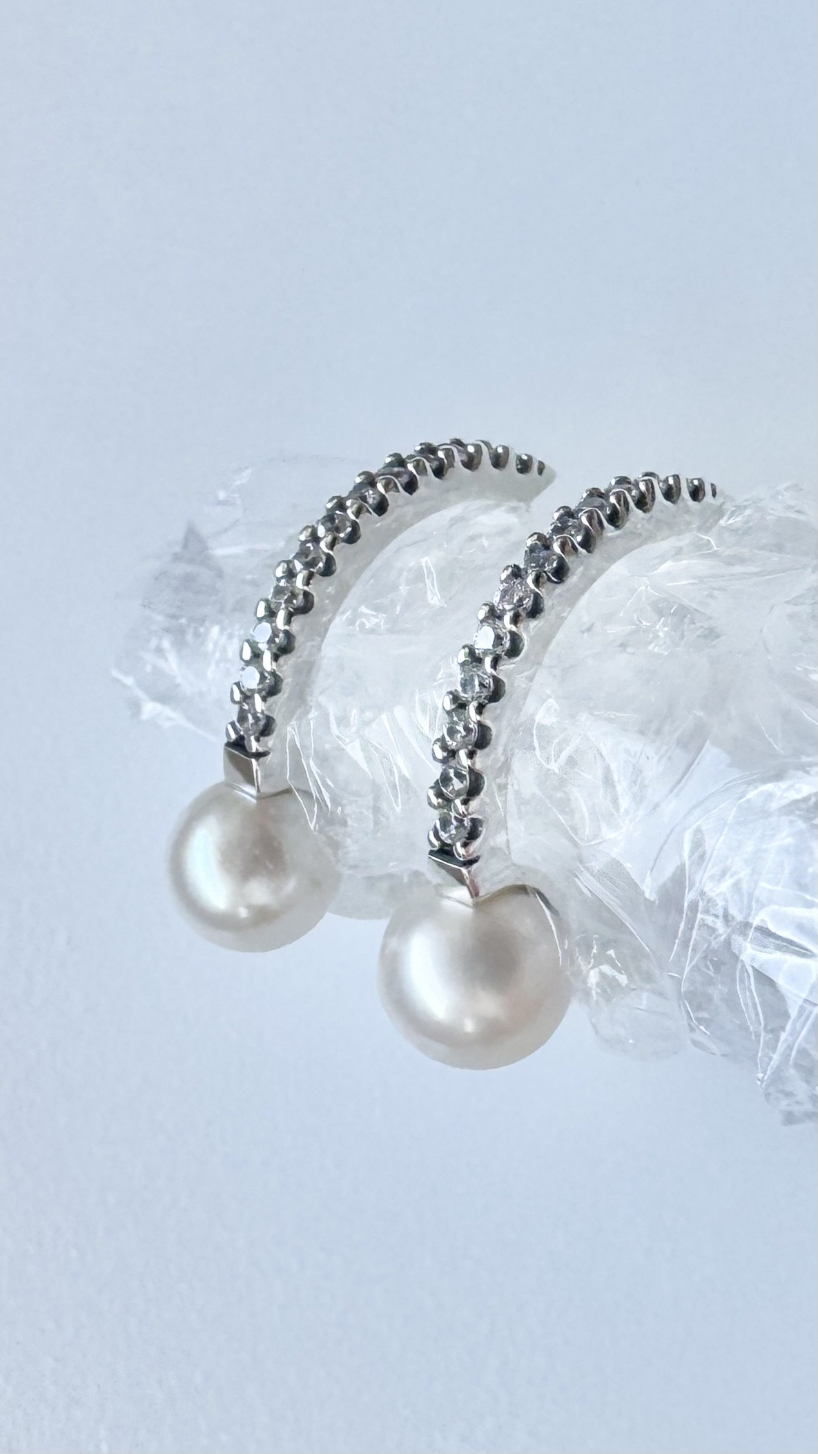 Original Pandora Earrings Treated Freshwater Pearl & Pavé