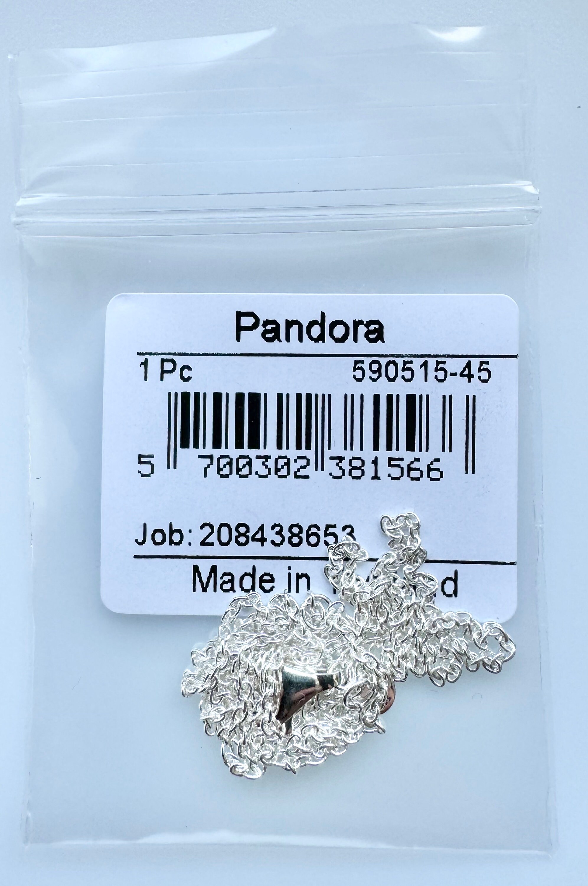 Original Pandora Classic Adjustable Anchor Chain Necklace 590515 45 cm Silver 925 New