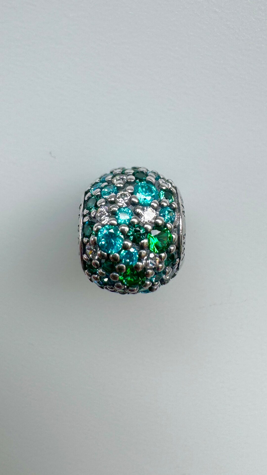 アクセサリー Pandora Retired Pandora Studded Lights Charm with Teal Zirconia