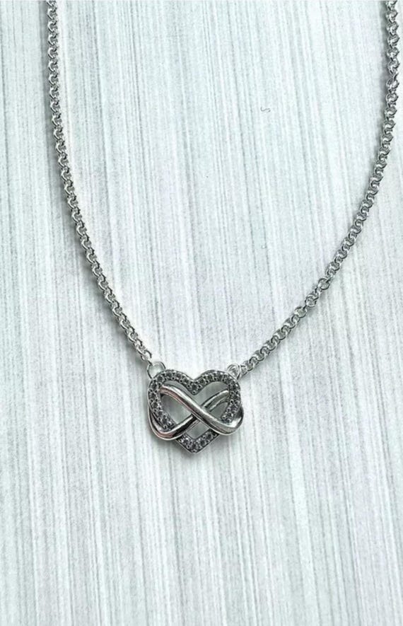 Original Pandora Sparkling Infinity Heart Necklace 392666C01 - 50