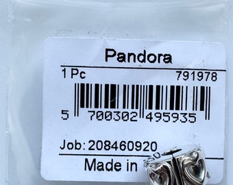Authentic PANDORA Charm Lined Hearts Clip 791978 Bead Silver