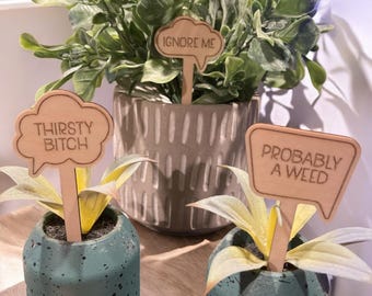 Funny Plant Markers Set Garden Stakes - Gift for Plant Lovers