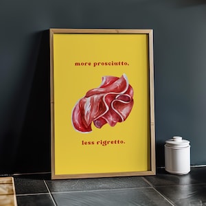 Prosciutto Poster, KITCHEN Poster, Italian Wall Art, Charcuterie Wall Art, Restaurant POSTER, Italian Food Print, Italian Cuisine, UNFRAMED