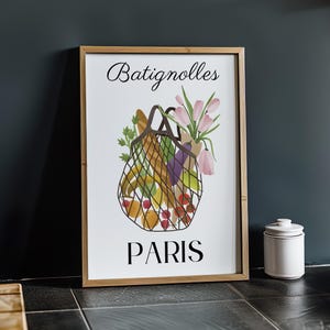 Paris Wall Art, French Market Poster, France Print, Minimalist Wall Art, Modern Trendy Travel Poster, Paris Wall Art, Batignolles, UNFRAMED