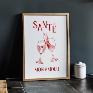 French Wine Wall Art, Paris Poster, Red Wine PRINT, Minimalist Wine Wall Decor, France Poster, Multiple Sizes, Kitchen Decor, UNFRAMED
