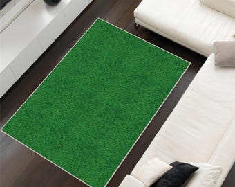 Green Lawn Rug: Realistic Washable Artificial Grass Mat
