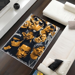 West Coast Hip-Hop Legends Rug – Iconic Rapper Art Carpet, Urban Decor for Music Room or Man Cave, Unique Gift for Hip-Hop Lovers