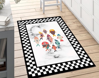 Colorful Fish Area Rug: Modern Scandinavian Kids Room Decor