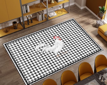 Farmhouse- Country Home & Rustic Rooster Rug, Roster Lover Gift