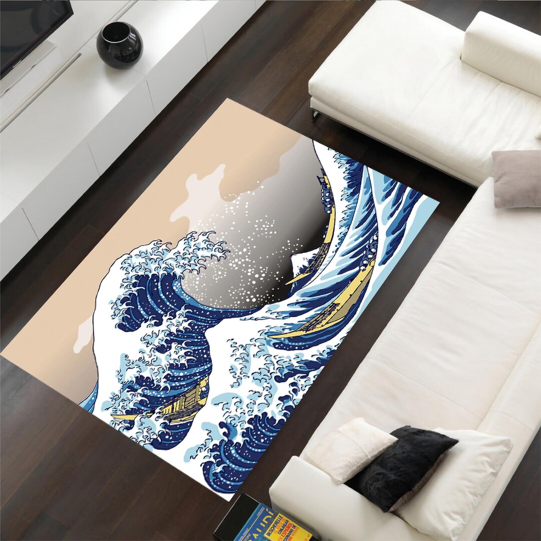 Hokusai Great Wave Rug, Japanese Art Rug, Ocean Wave Rug, Great Wave ...