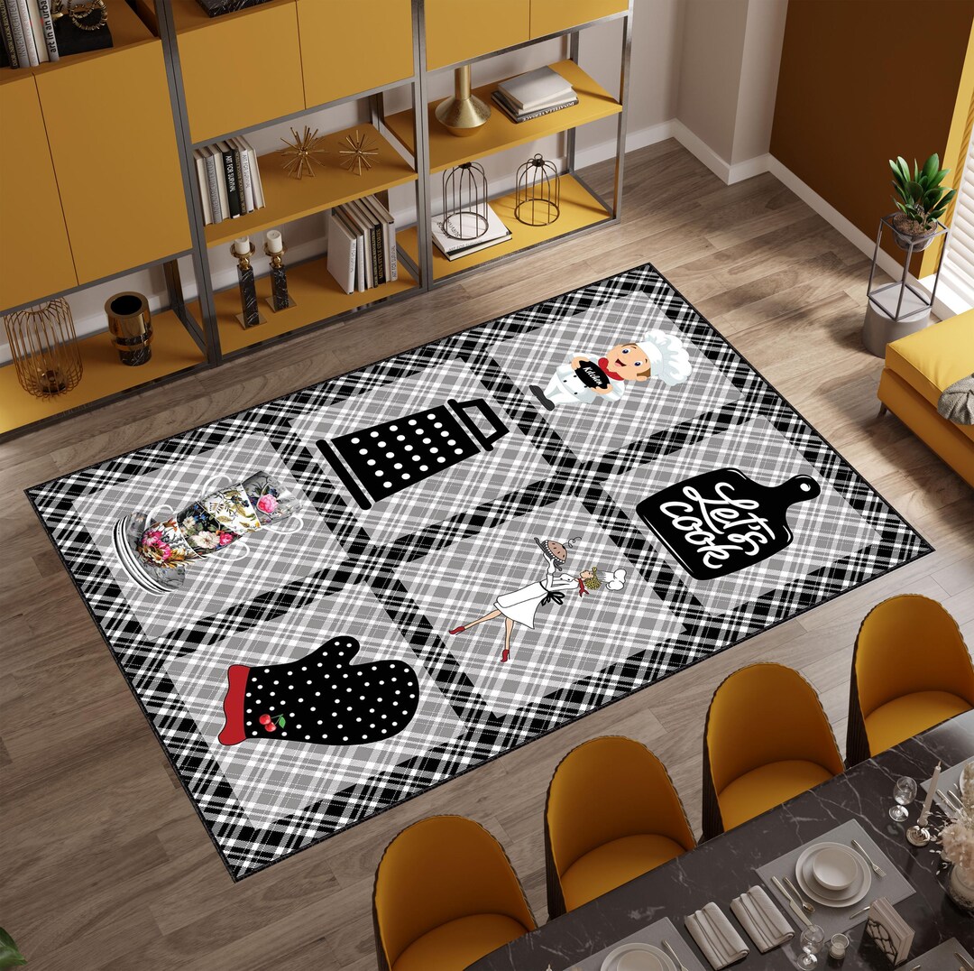 Retro Kitchen Rug – Chef Theme Washable Mat for Cooking Lovers - Etsy