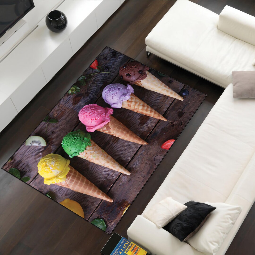 Ice Cream Rug Pattern Colorful- Dessert- Ice Cream Summer Kitchen Rug, Candy Shop Rug - Etsy