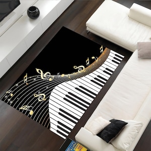 Piano Patterned Carpet, Music Themed Piano, Key Notes Carpet, Stylish Music Decor for Music Lovers' Living Spaces, Music Room Decor
