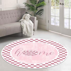 Alfombra lavable bohemia rosa: decoración de suelo inspirada en el arte moderno