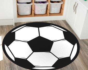 Soccer Ball Rug: Kids Football Room Carpet, Washable