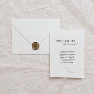 Briefsjabloon bruiloft officieel | Briefsjabloon Officiant voorstel | Wil je met ons trouwen Officiant kaart | Minimalistische trouwdetails