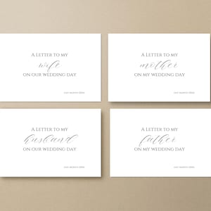 Paquete de plantillas de cartas de boda / Cartas personalizadas para el día de la boda / Regalo de boda para la novia / Regalos para ella / Detalles de boda minimalistas
