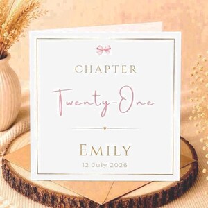 Personalised 21st Birthday Card for Her | Chapter Twenty One Birthday Card | Custom 21st Keepsake Card | Daughter, Sister, Friend