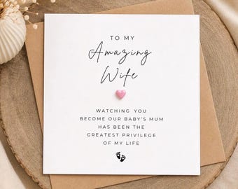 To My Amazing Wife New Baby Card | From Husband After Birth | New Mum Congratulations Card | Baby Pink Heart Card | New Mum Keepsake Gift